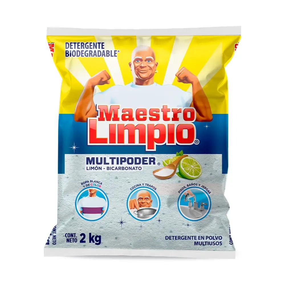 Detergente en Polvo Multiusos Maestro Limpio 2Kg