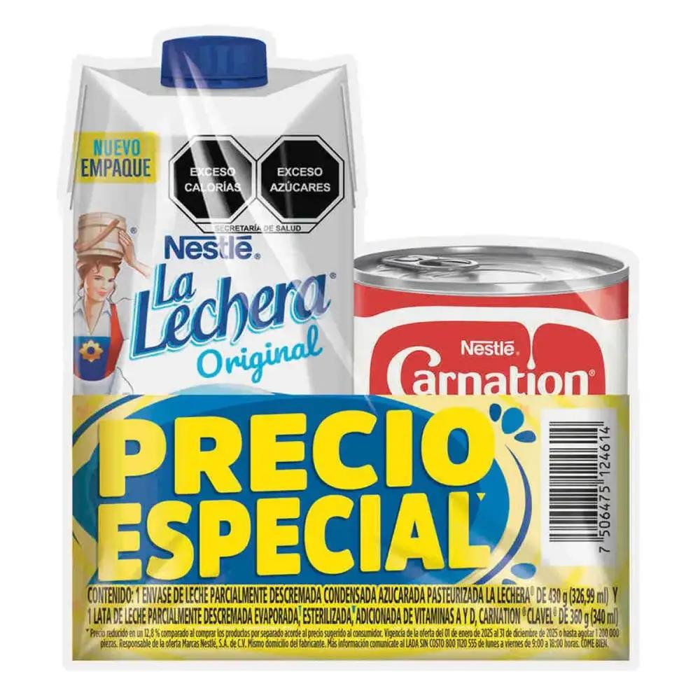 Leche Condensada La Lechera 430g + Leche Evaporada Carnation Clavel 360g