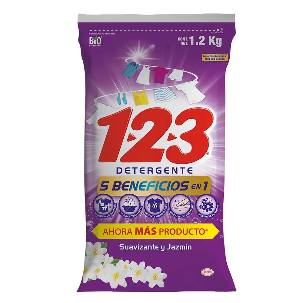 Detergente en polvo 123 Suavizante y Jazmín 1.2Kg
