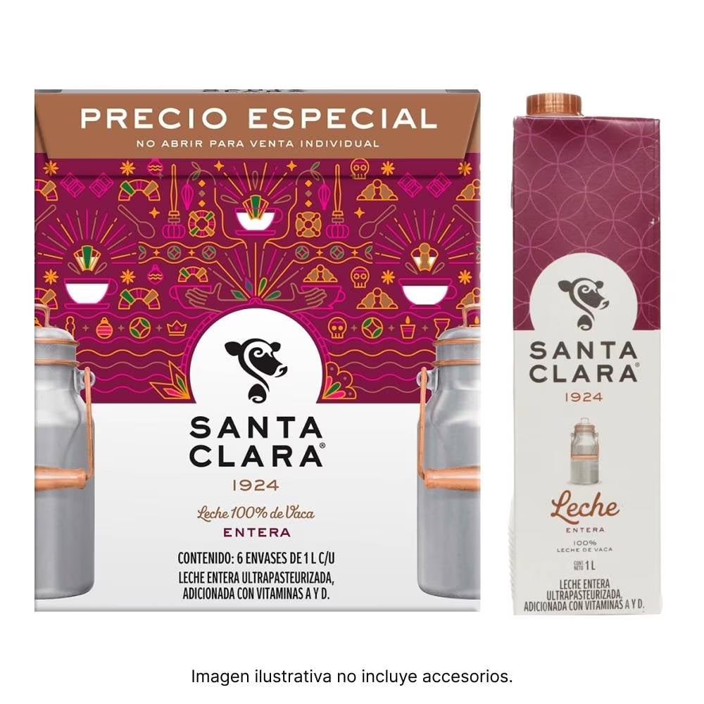 Leche entera caja con 6 pzas de 1 l c/u