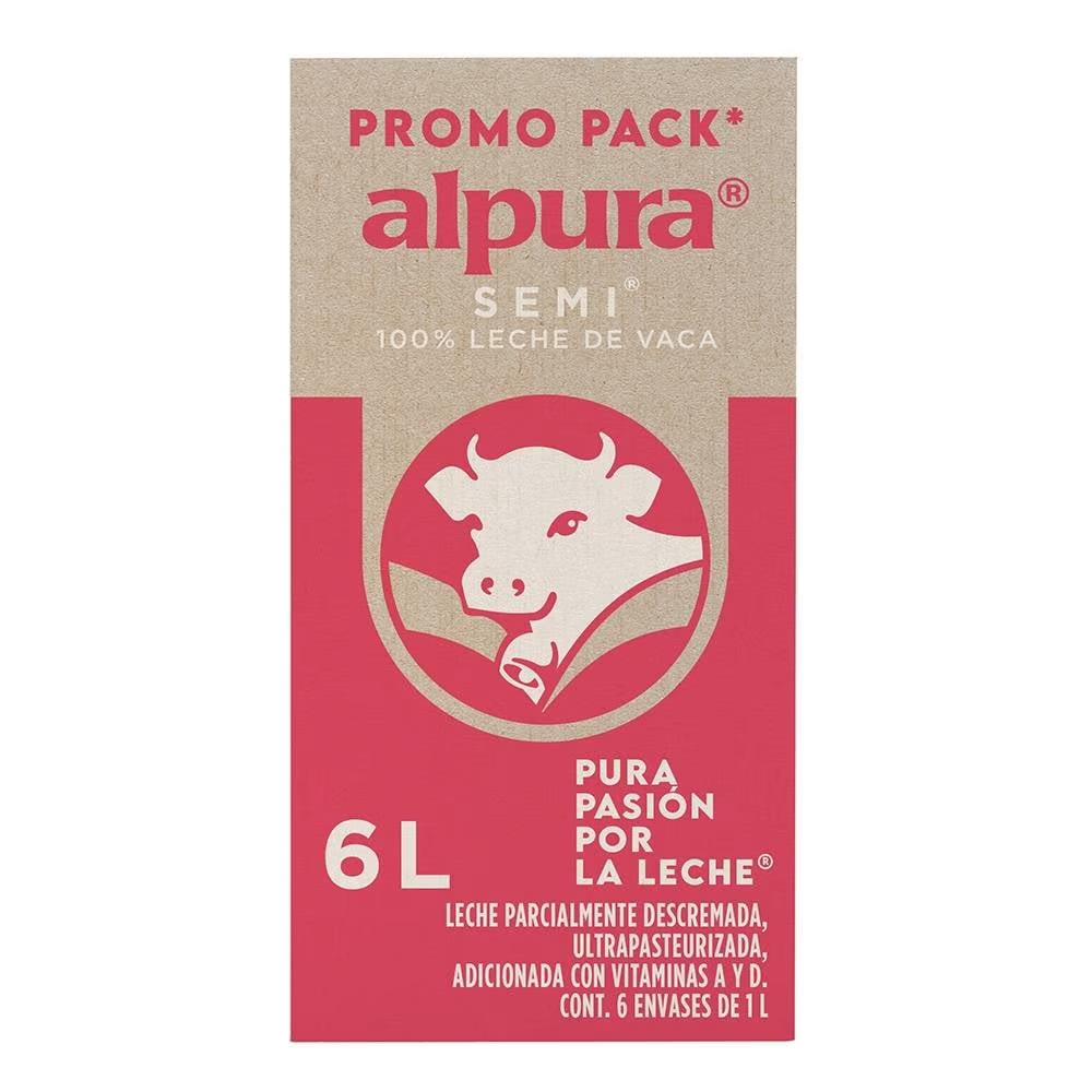 Leche semidescremada 6 pzas 1 l c/u