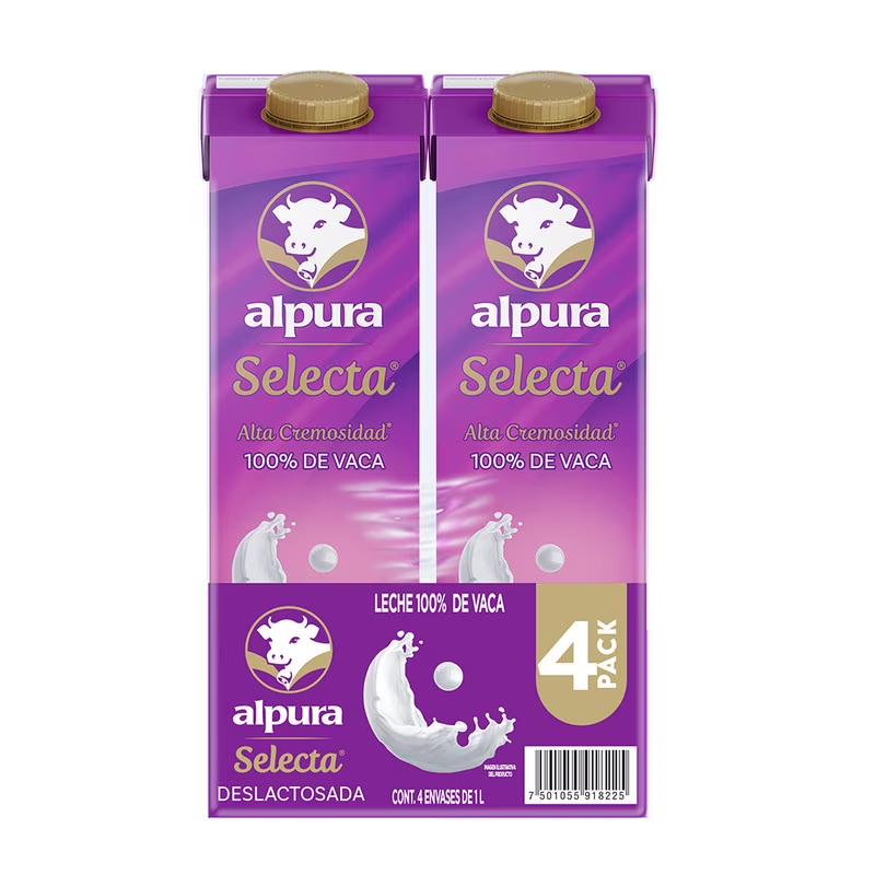 Leche Selecta Deslactosada 4 Pack 1 Lt c/u