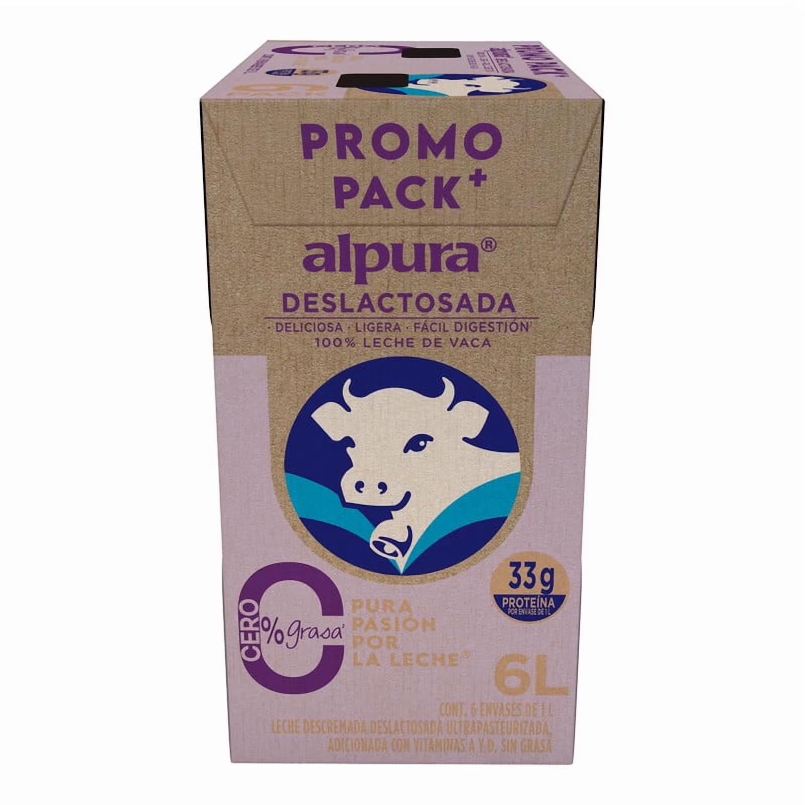 Leche Deslactosada Alpura 0% grasa 6 pack 1 L c/u