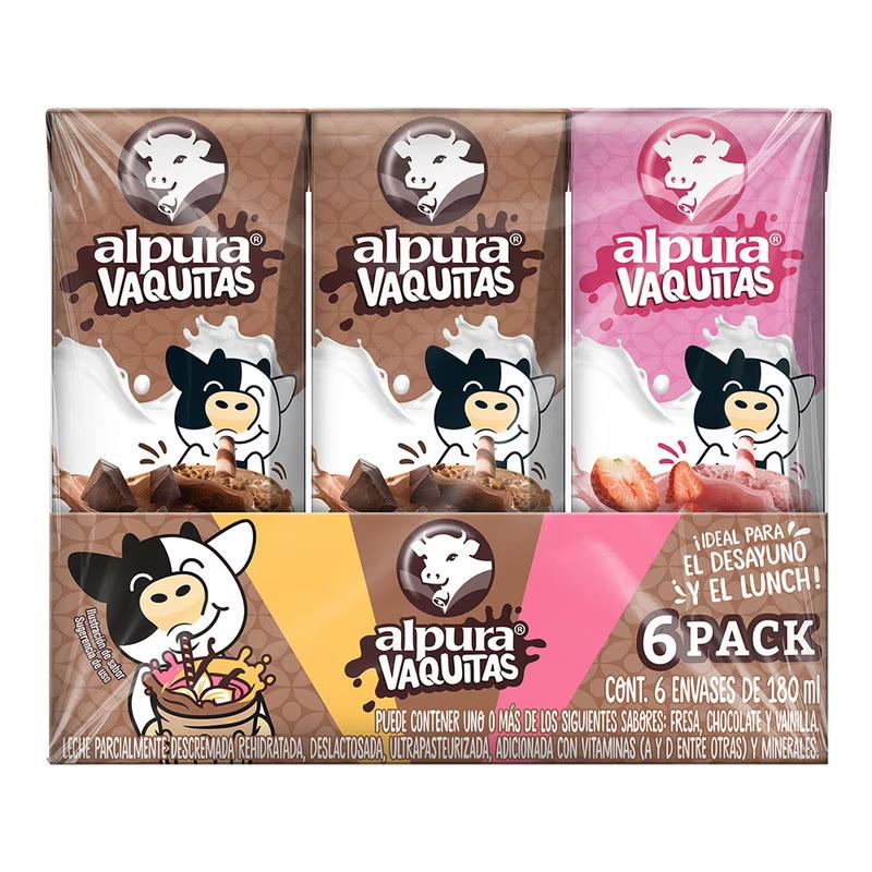 Leche saborizadas 6pack multisabor 180ml c/u
