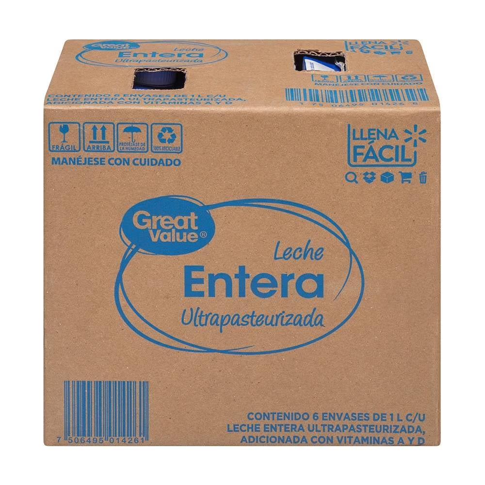 Leche entera caja con 6 pzas de 1 l c/u